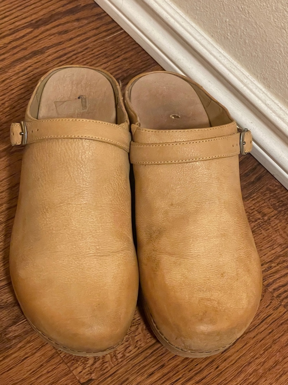 Dansko Tan Leather Clogs with Adjustable Side Buckle - Picture 2 of 4